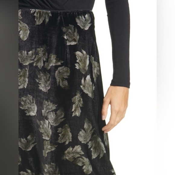 Vince Fallen Leaf Velvet Silk Modern Slip Midi Silk Skirt Size 4 - Picture 8 of 15